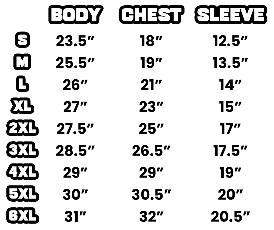 Size Chart